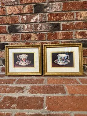 2pc. Barbara Mock Framed teacup prints